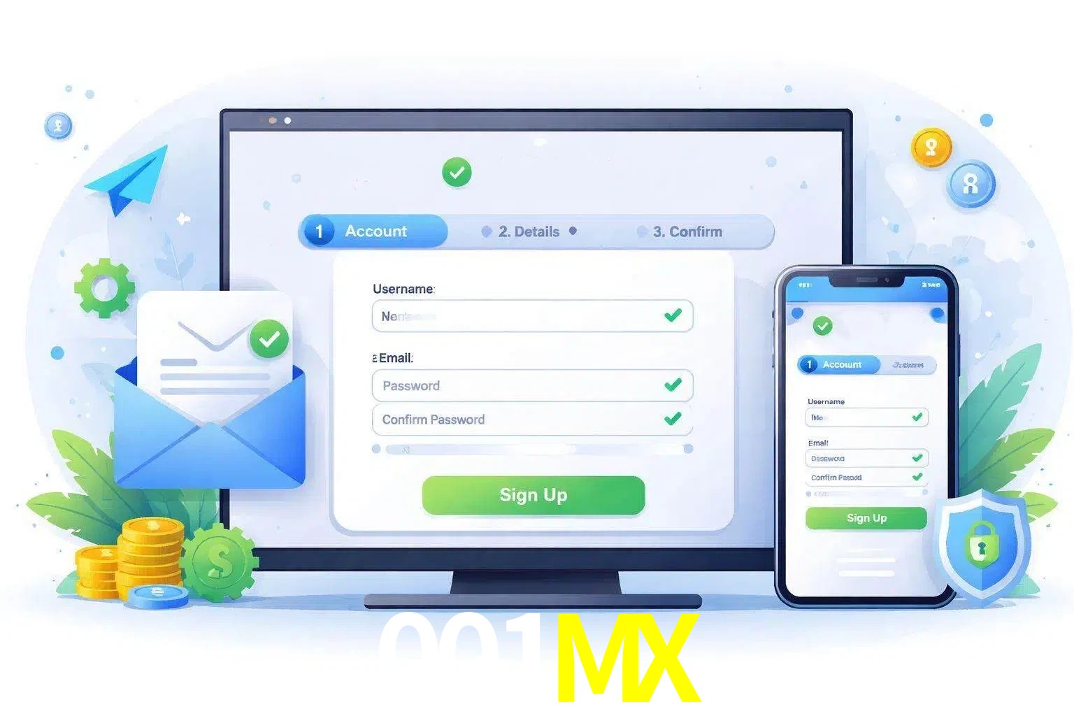 Registro de nuevo usuario y configuración de cuenta 001MX